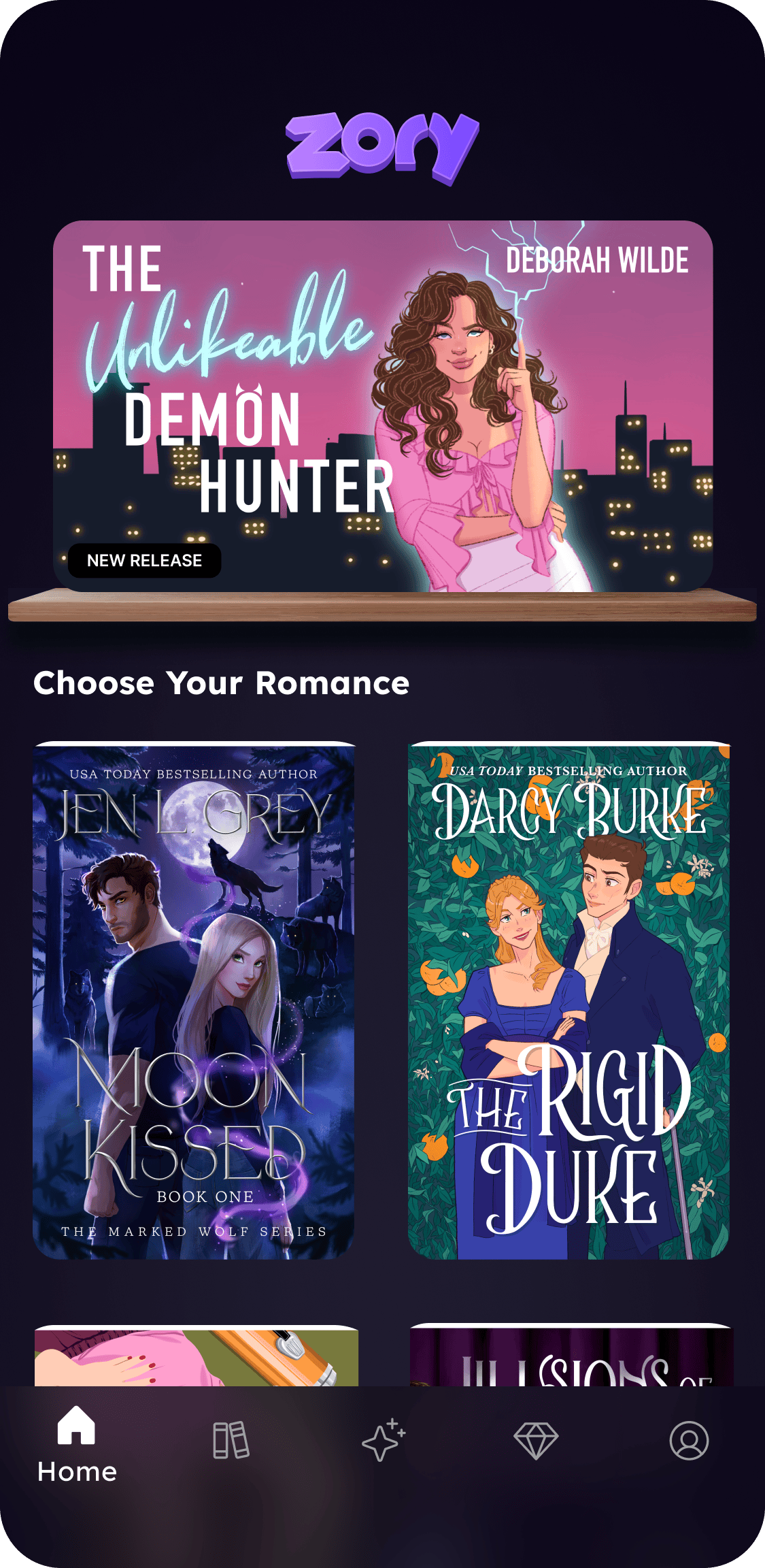 Home tab - Featured stories and continue reading