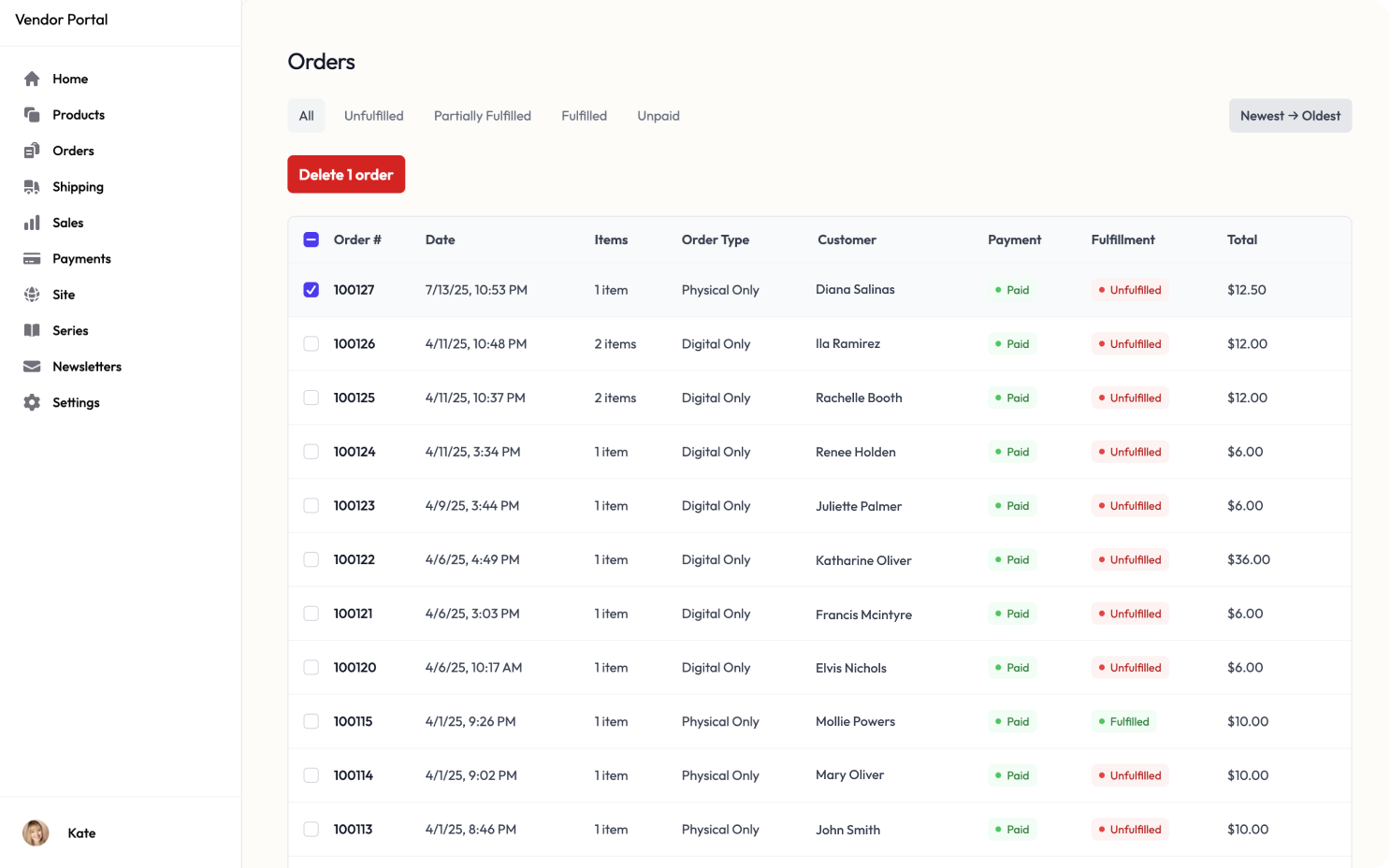Order Management Dashboard