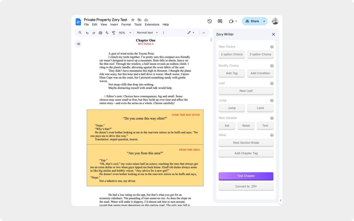 Zory Writer Tool